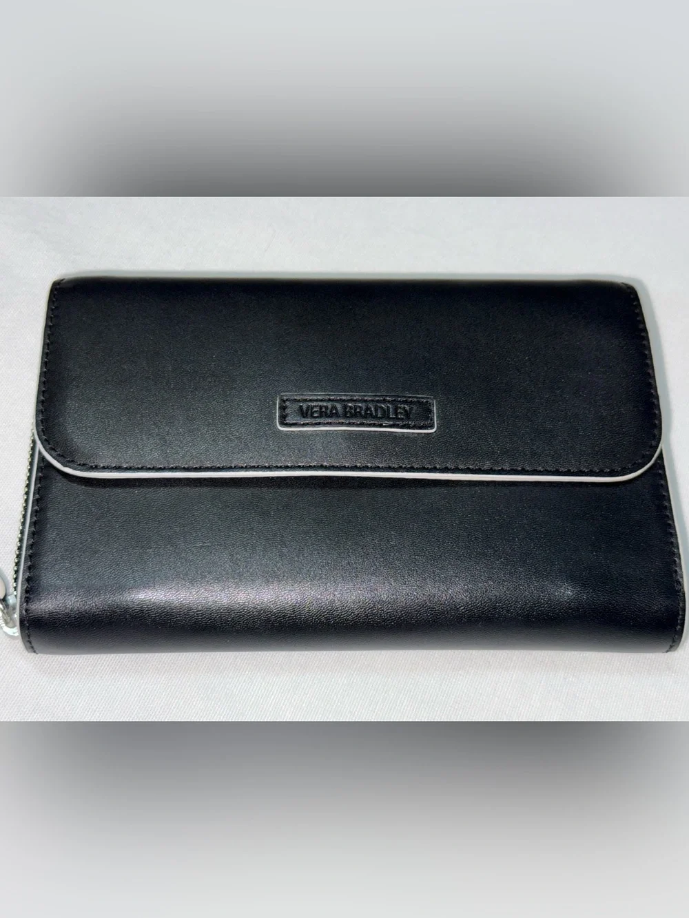 Vera Bradley Black Zip-Around Wristlet Wallet with Strap